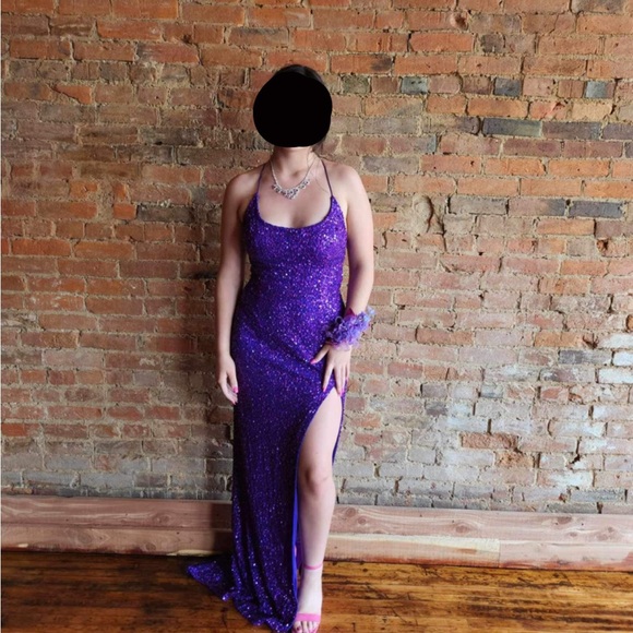 Aleta Purple Sequin Prom Dress - Picture 1 of 2